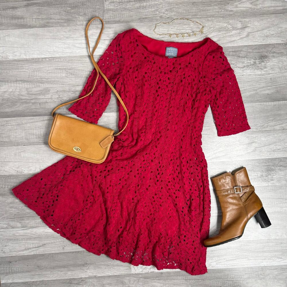 Rabbit Rabbit Rabbit Crochet Fit and Flare Dress Size 4 Retro Pin Up